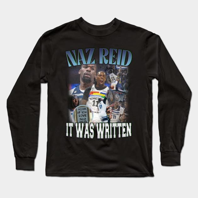 Naz Reid Minnesota Fan Favorite #11 Vintage 90's Retro Graphic Tee Design Long Sleeve T-Shirt by dsuss